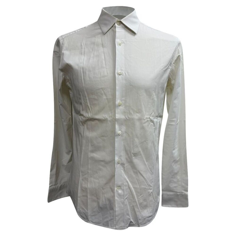 Z Zegna Button-Down Long Sleeve Shirt in White Cotton